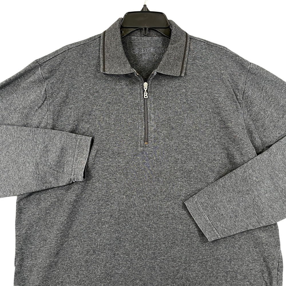 Lufthansa Bogner Quarter Zip Pullover Mens XL Charcoal Gray Travel First Class